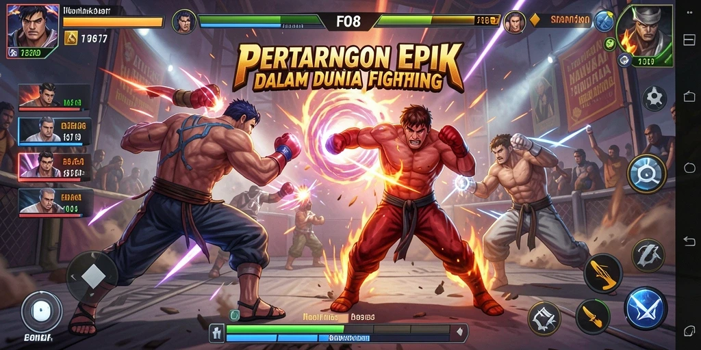 Tampilan aksi gameplay Fighting yang mendebarkan di FO8.