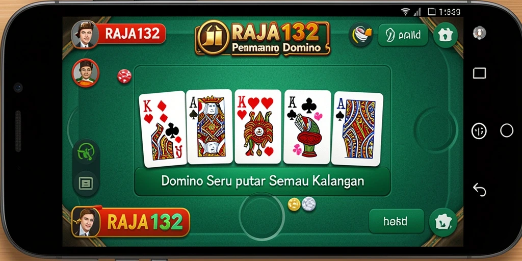 Tampilan screenshot RAJA132 menunjukkan gameplay seru permainan Domino.